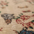 Vintage Isparta Turkish Area Rug 7x9 ft — Beige & Red Floral