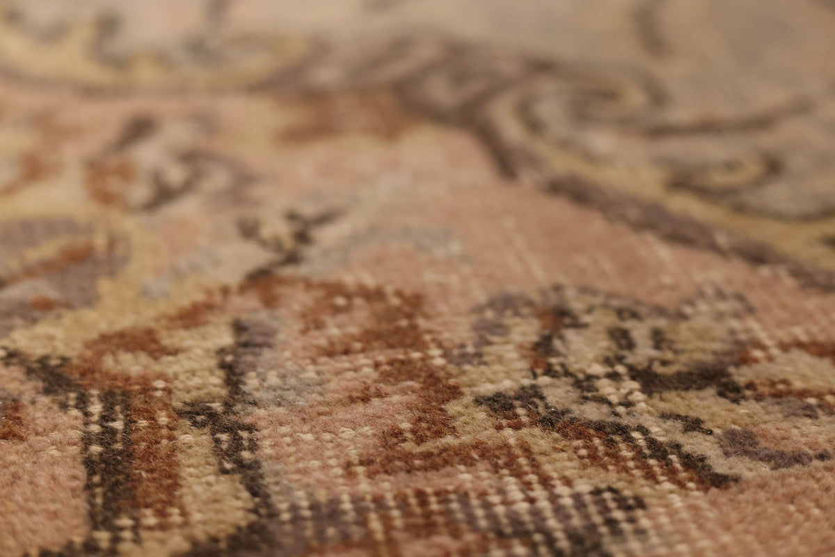 Vintage Isparta Turkish Area Rug 6x9 ft — Beige & Brown Floral
