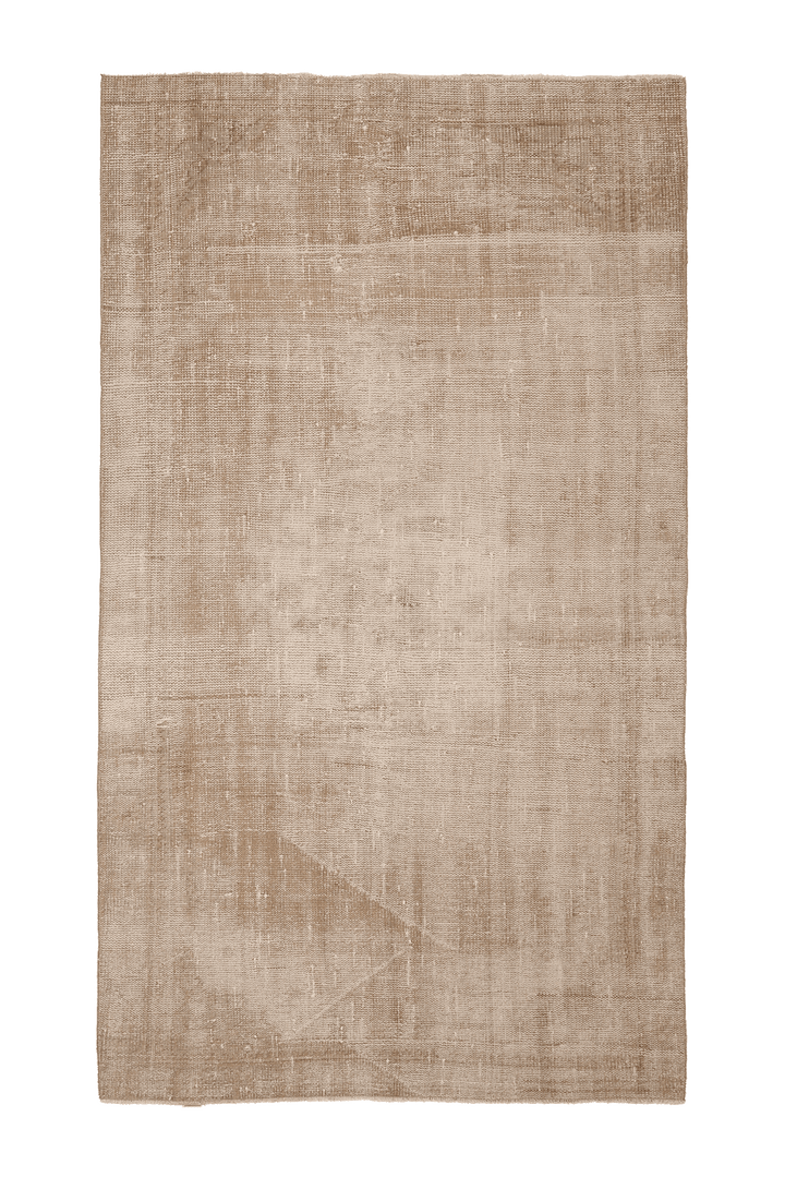 Vintage Isparta Turkish Area Rug 5x8 ft — Beige & Brown Distressed