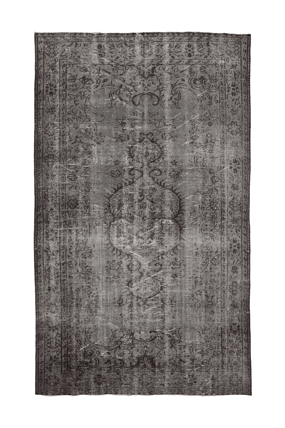 Vintage Manisa Turkish Area Rug 6x10 ft — Gray Floral
