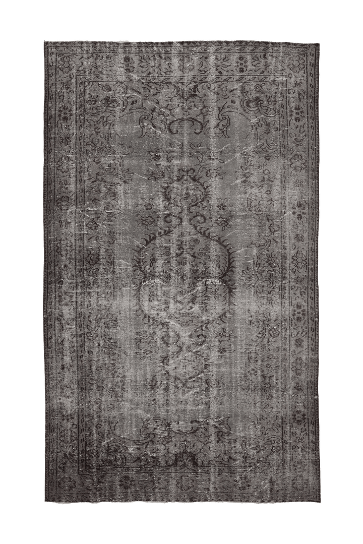 Vintage Manisa Turkish Area Rug 6x10 ft — Gray Floral