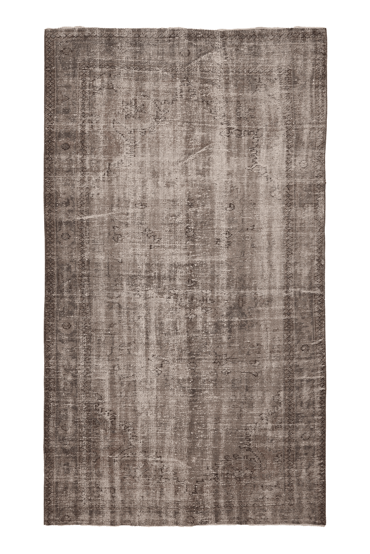 Vintage Manisa Turkish Area Rug 5x9 ft — Gray & Brown Floral