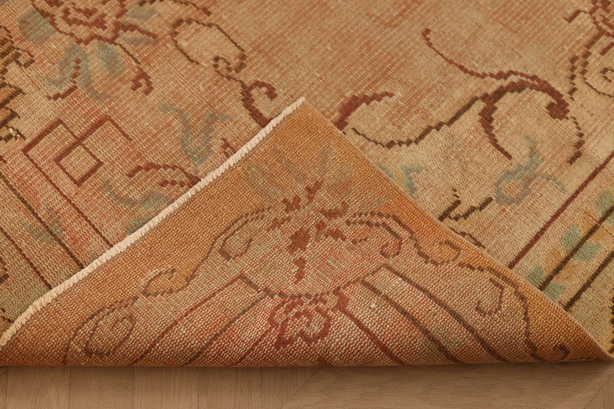 Vintage Manisa Turkish Area Rug 5x9 ft — Beige & Brown Floral