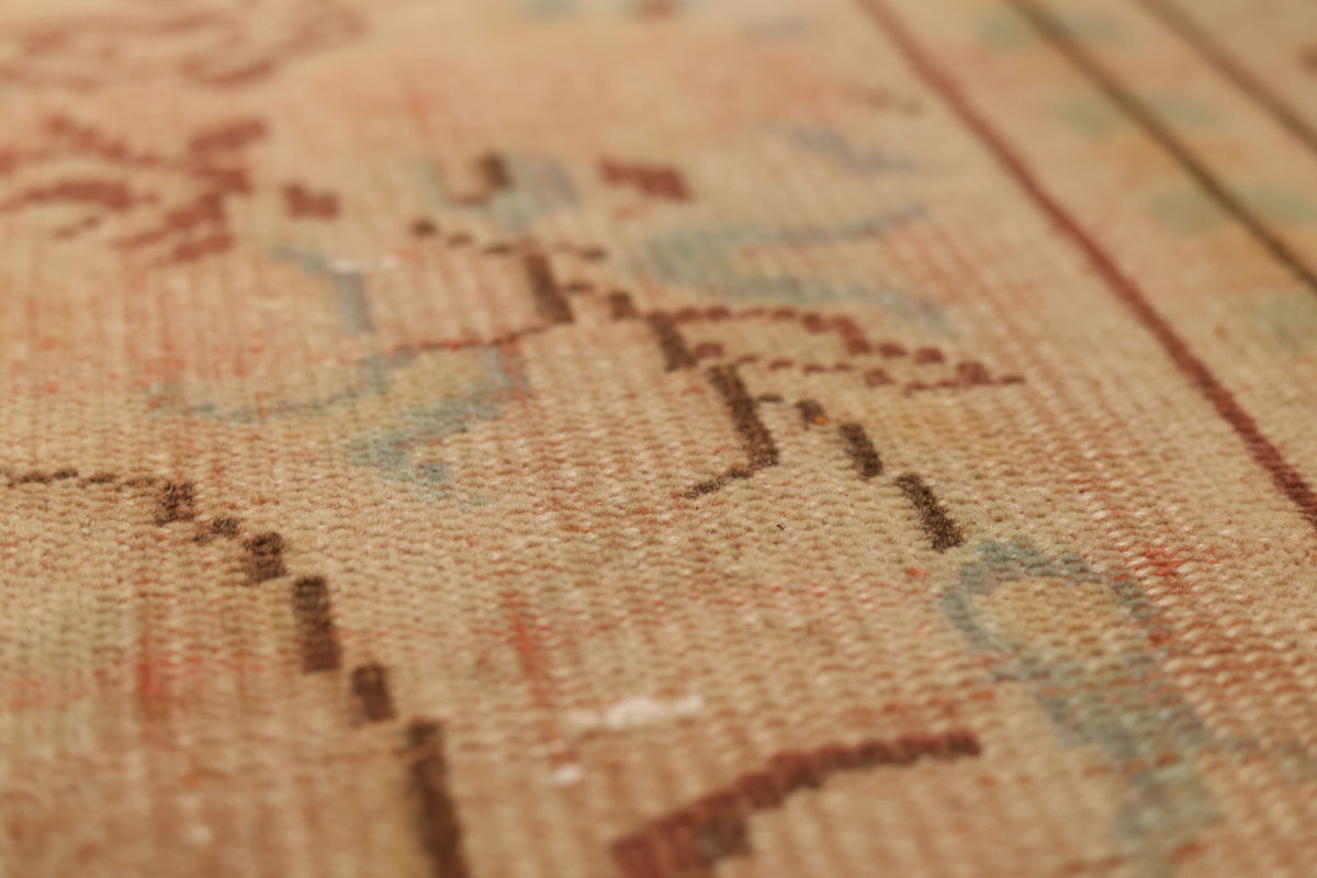 Vintage Manisa Turkish Area Rug 5x9 ft — Beige & Brown Floral