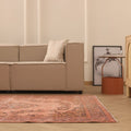 Vintage Isparta Turkish Area Rug 5x9 ft — Orange & Brown Floral