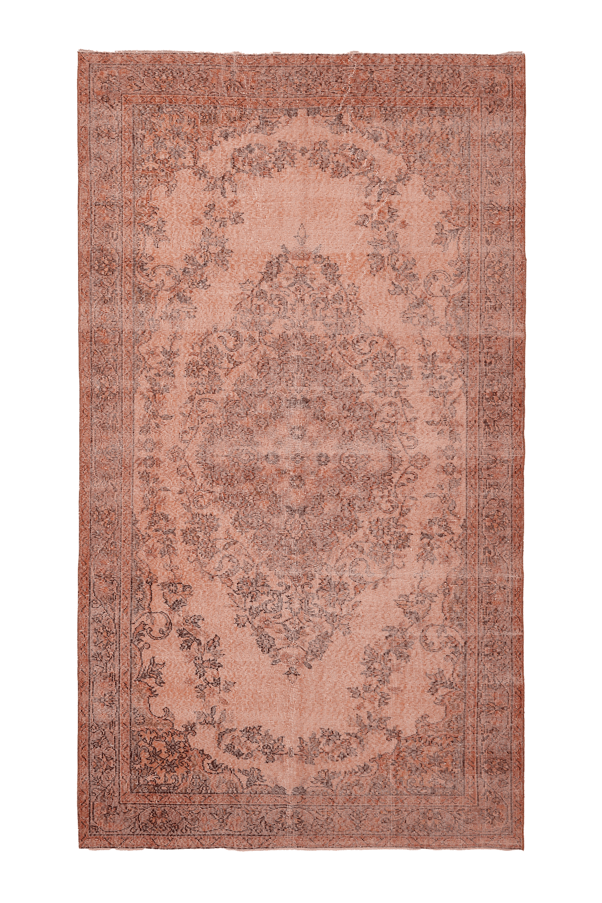 Vintage Isparta Turkish Area Rug 5x9 ft — Orange & Brown Floral