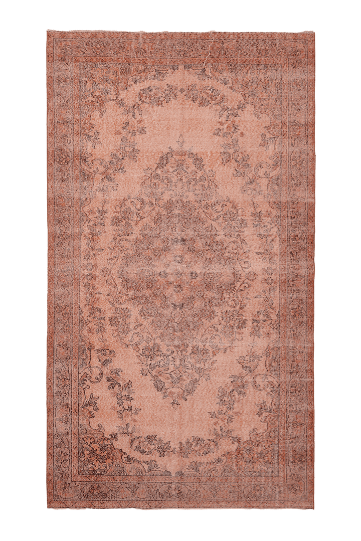 Vintage Isparta Turkish Area Rug 5x9 ft — Orange & Brown Floral