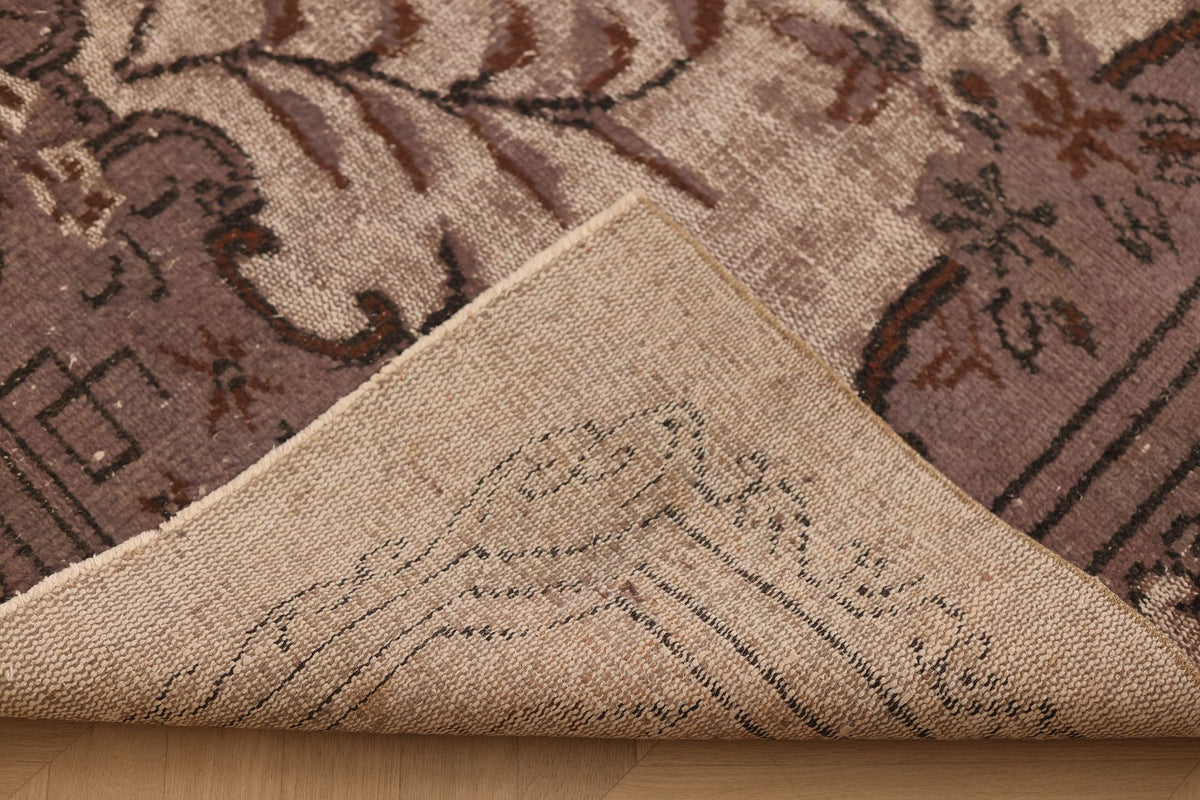 Vintage Manisa Turkish Area Rug 6x9 ft — Brown & Gray Floral