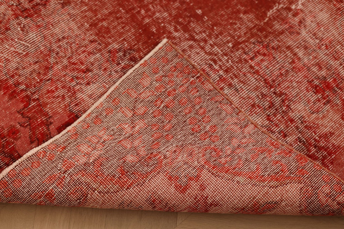 Vintage Isparta Turkish Area Rug 5x9 ft — Red Overdyed