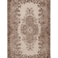Vintage Isparta Turkish Area Rug 5x9 ft — Beige & Brown Floral