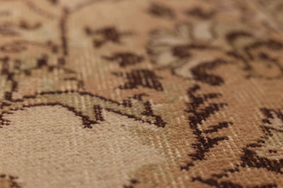 Vintage Isparta Turkish Area Rug 6x9 ft — Beige & Brown Floral