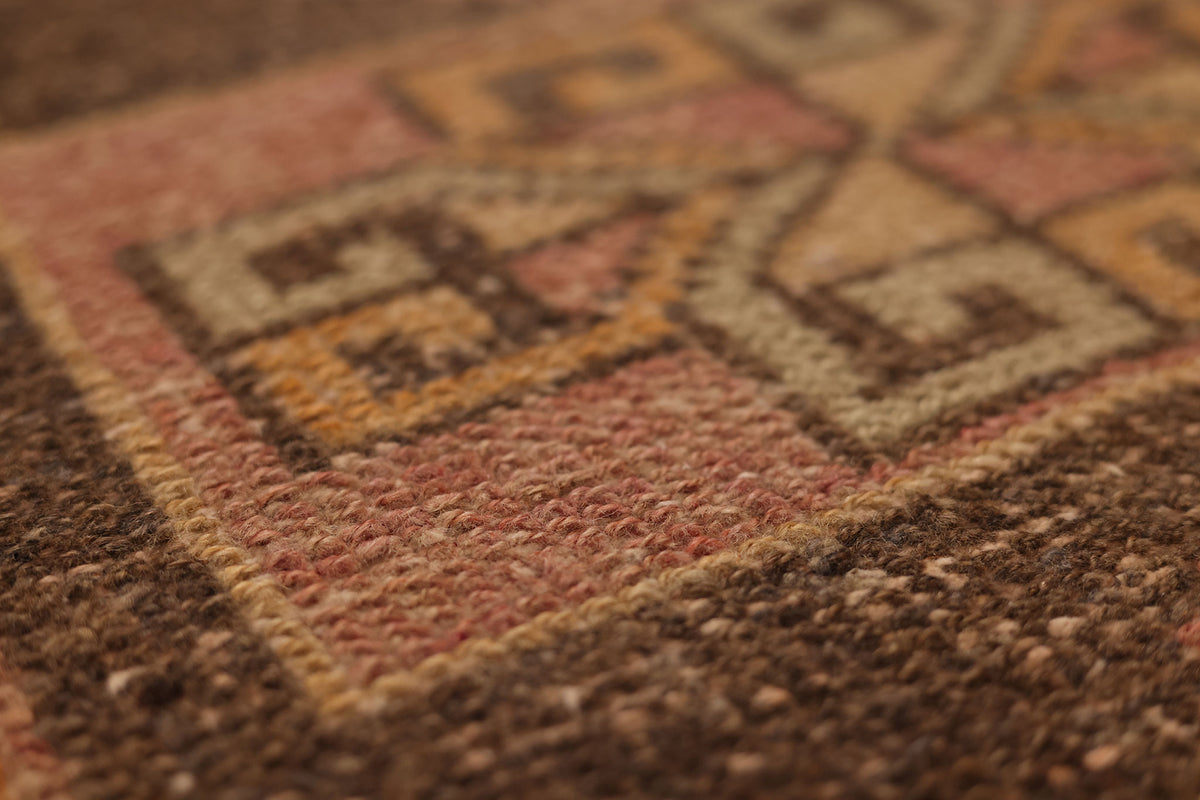 Vintage Malatya Turkish Doormat 2x3 ft — Pink & Brown Geometric