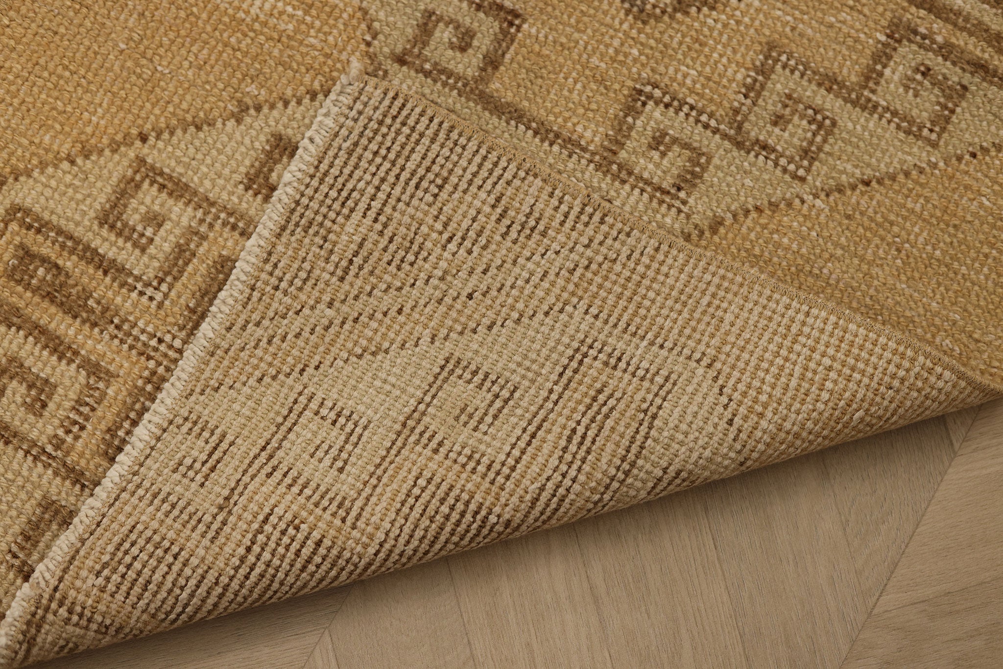 Vintage Malatya Turkish Doormat 2x3 ft — Beige & Brown Geometric