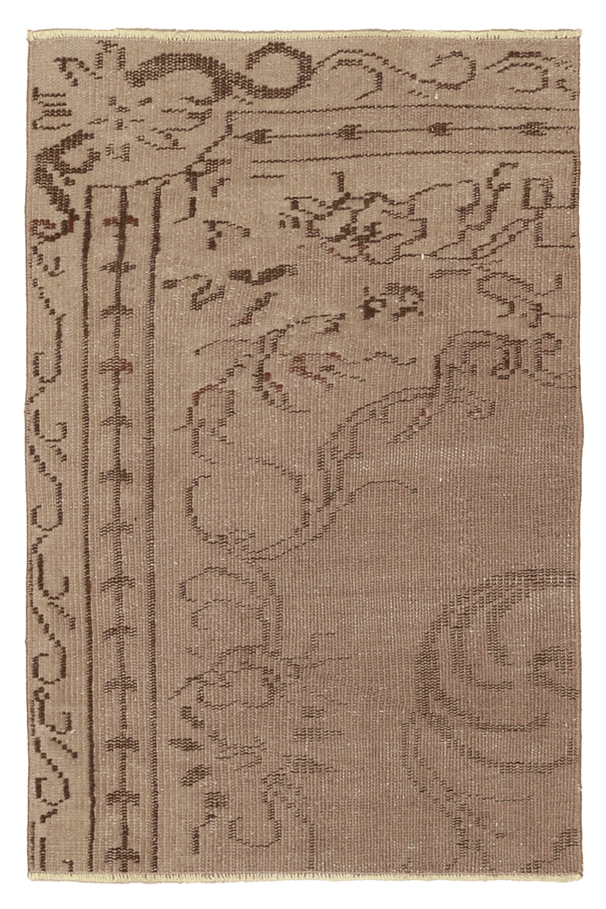 Vintage Manisa Turkish Doormat 2x3 ft — Beige & Brown Floral
