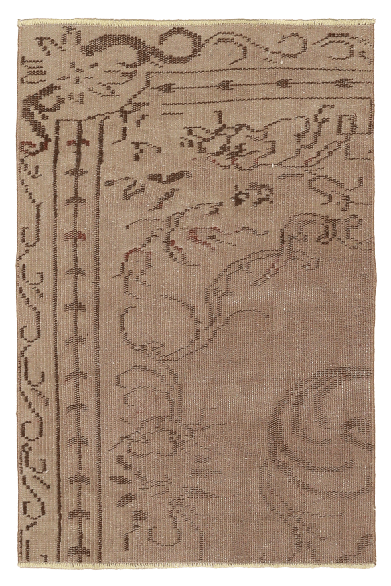 Vintage Manisa Turkish Doormat 2x3 ft — Beige & Brown Floral
