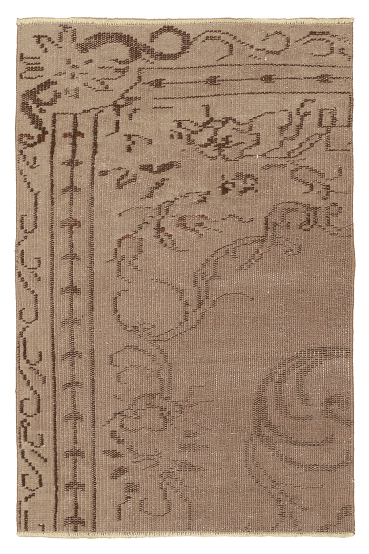 Vintage Manisa Turkish Doormat 2x3 ft — Beige & Brown Floral
