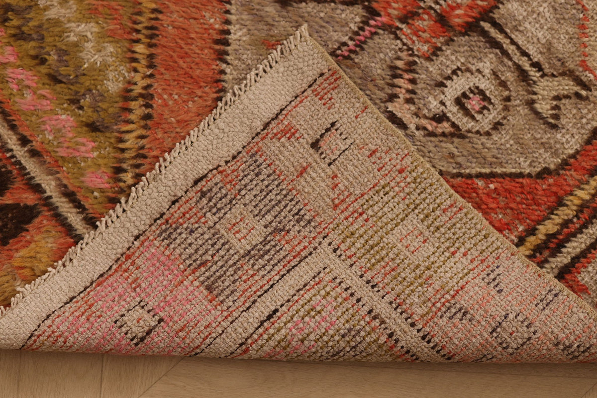 Vintage Nevşehir Turkish Runner Rug 2x8 ft — Beige & Red Geometric