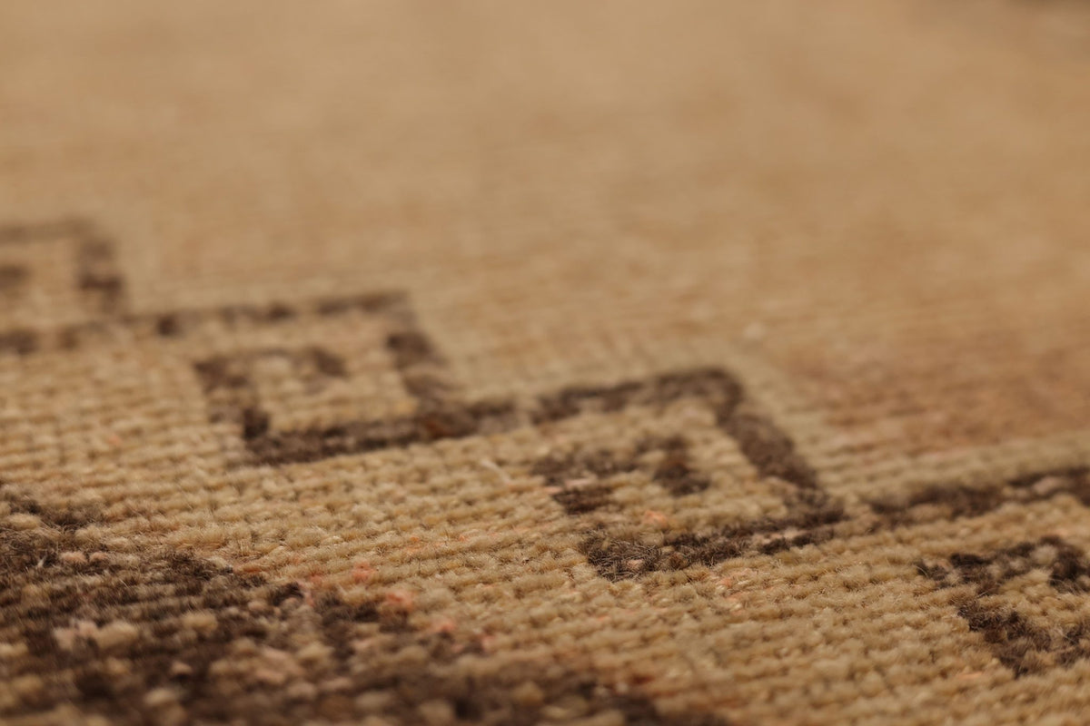 Vintage Malatya Turkish Runner Rug 3x13 ft — Beige & Brown Geometric