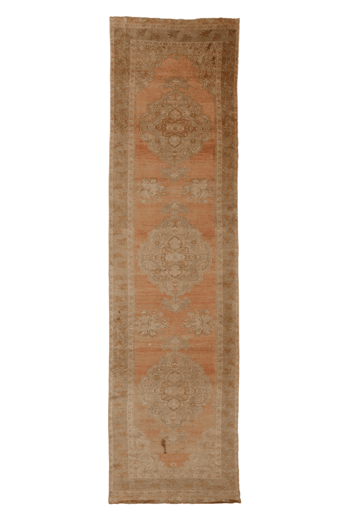 Vintage Kırşehir Turkish Runner Rug 3x13 ft — Orange & Brown Floral