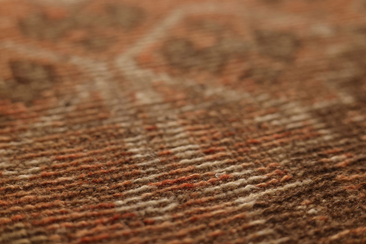 Vintage Gaziantep Turkish Runner Rug 3x10 ft — Brown & Red Geometric