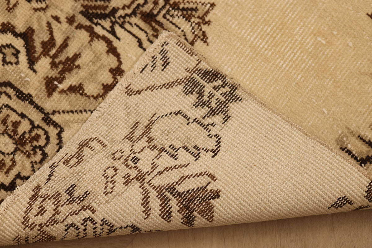 Vintage Isparta Turkish Doormat 2x3 ft — Beige & Brown Floral
