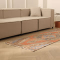 Vintage Nevşehir Turkish Runner Rug 2x8 ft — Orange & Brown Geometric