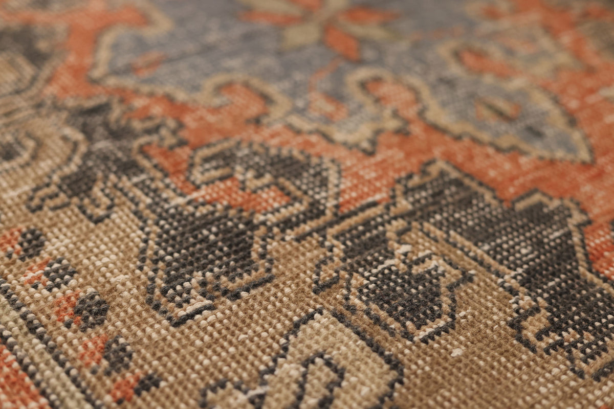 Vintage Nevşehir Turkish Runner Rug 2x8 ft — Orange & Brown Geometric