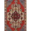 Vintage Nevşehir Turkish Runner Rug 3x8 ft — Red & Gray Geometric