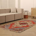 Vintage Nevşehir Turkish Runner Rug 3x8 ft — Red & Gray Geometric