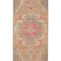 Vintage Nevşehir Turkish Runner Rug 2x7 ft — Beige & Pink Geometric