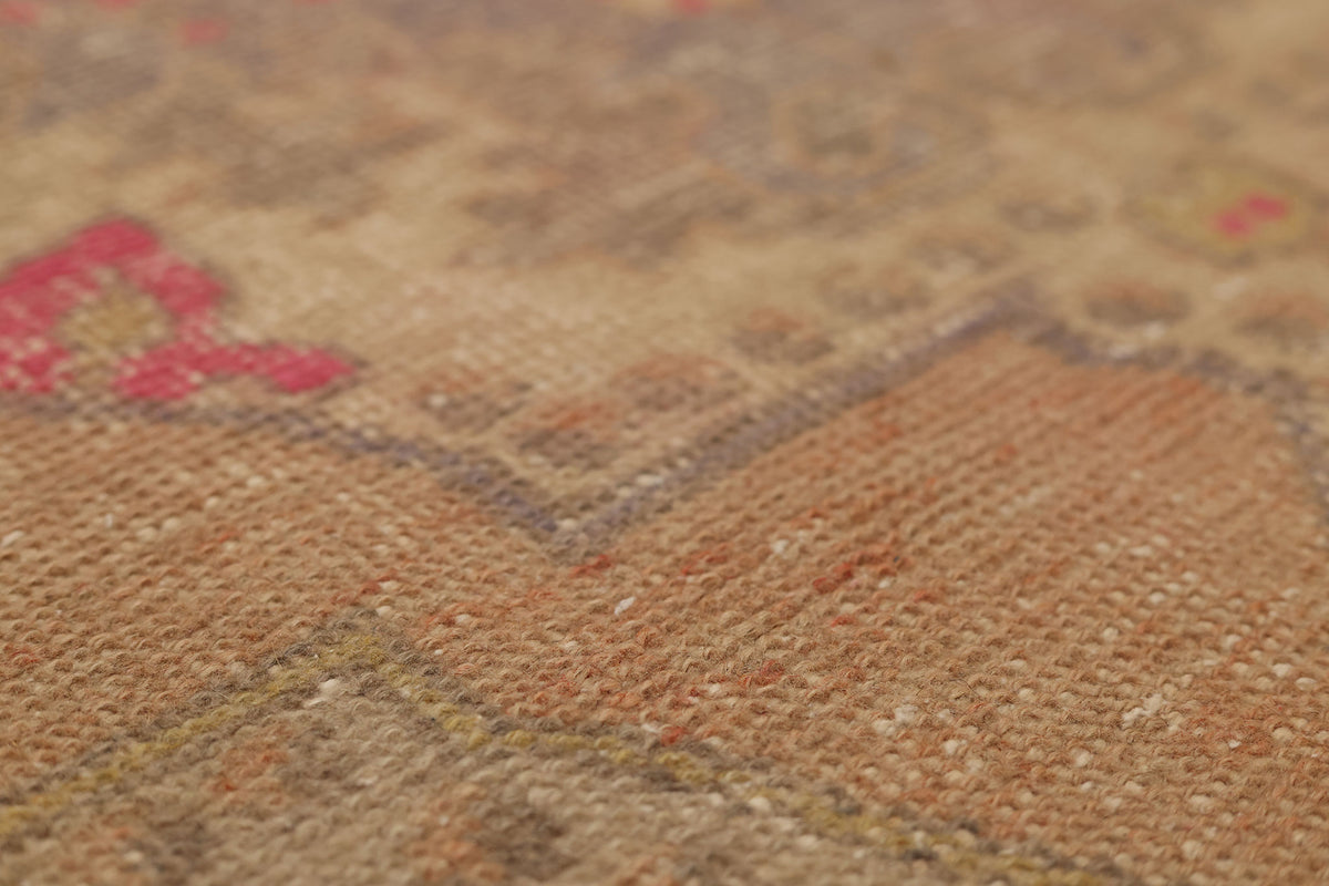 Vintage Nevşehir Turkish Runner Rug 2x7 ft — Beige & Pink Geometric