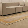 Vintage Muğla Turkish Runner Rug 2x12 ft — Orange & Beige Geometric