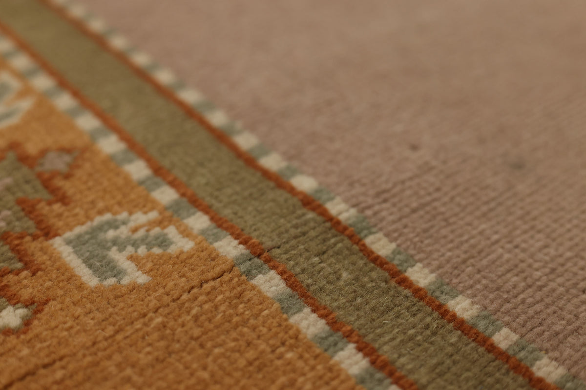 Vintage Muğla Turkish Runner Rug 2x12 ft — Orange & Beige Geometric