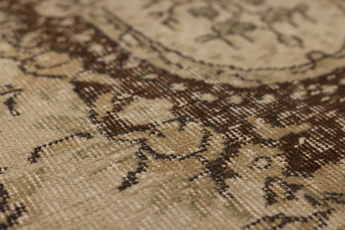 Vintage Isparta Turkish Area Rug 3x6 ft — Beige & Brown Floral