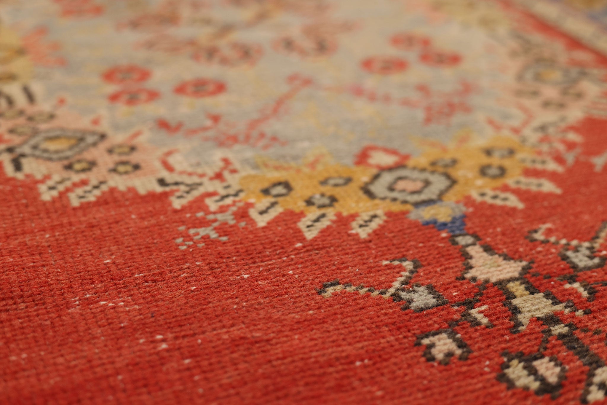 Vintage Manisa Turkish Runner Rug 2x9 ft — Red & Blue Geometric