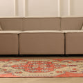 Vintage Niğde Turkish Runner Rug 3x8 ft — Red & Beige Geometric
