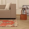 Vintage Niğde Turkish Runner Rug 3x8 ft — Red & Beige Geometric