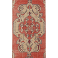 Vintage Niğde Turkish Runner Rug 3x8 ft — Red & Beige Geometric