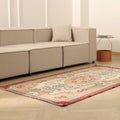 Vintage Isparta Turkish Area Rug 3x7 ft — Beige & Red maximalist