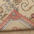 Vintage Isparta Turkish Area Rug 3x7 ft — Beige & Red maximalist