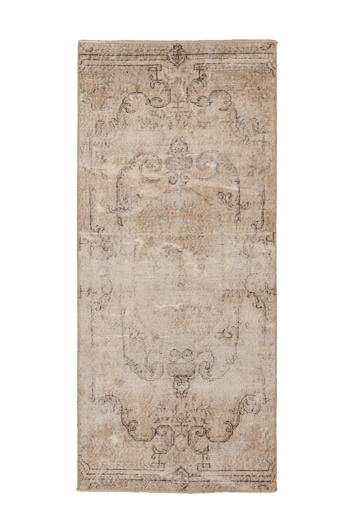 Vintage Isparta Turkish Runner Rug 2x6 ft — Beige Geometric