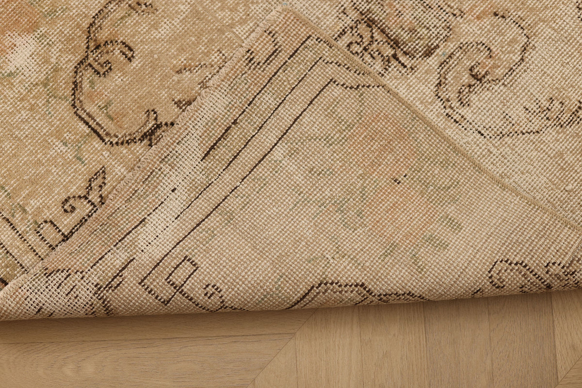 Vintage Isparta Turkish Runner Rug 2x6 ft — Beige Geometric