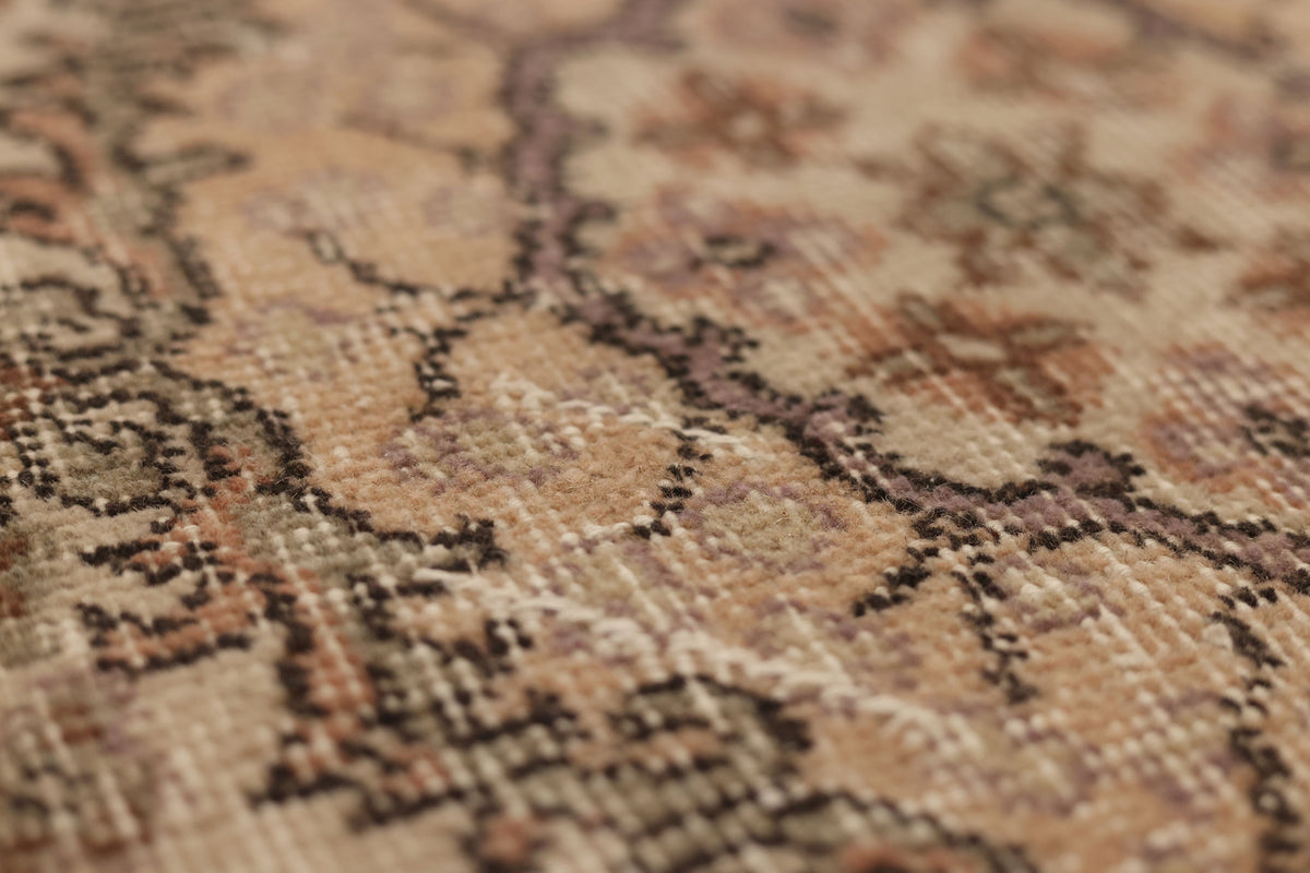 Vintage Isparta Turkish Runner Rug 2x7 ft — Beige Floral