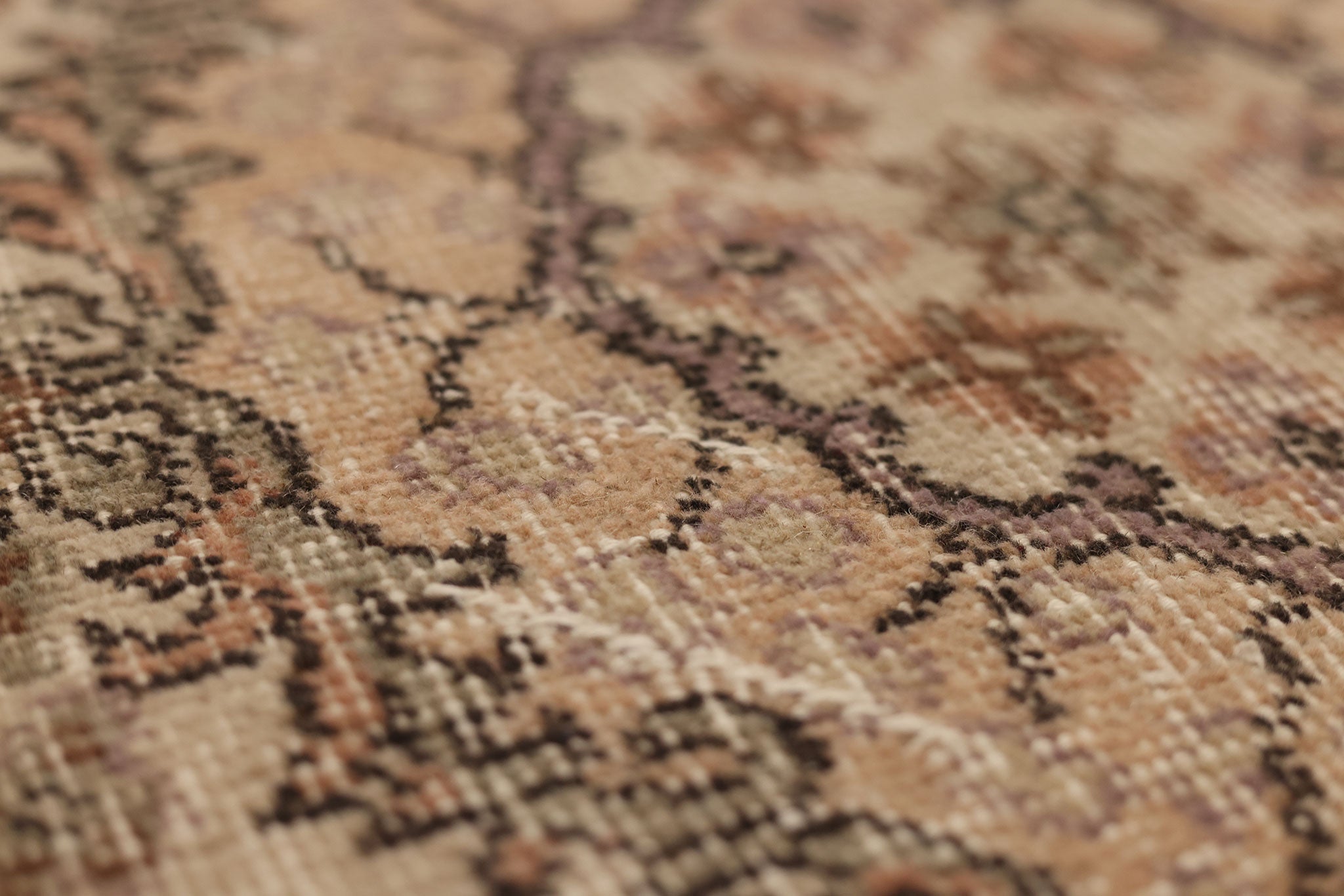 Vintage Isparta Turkish Runner Rug 2x7 ft — Beige Floral