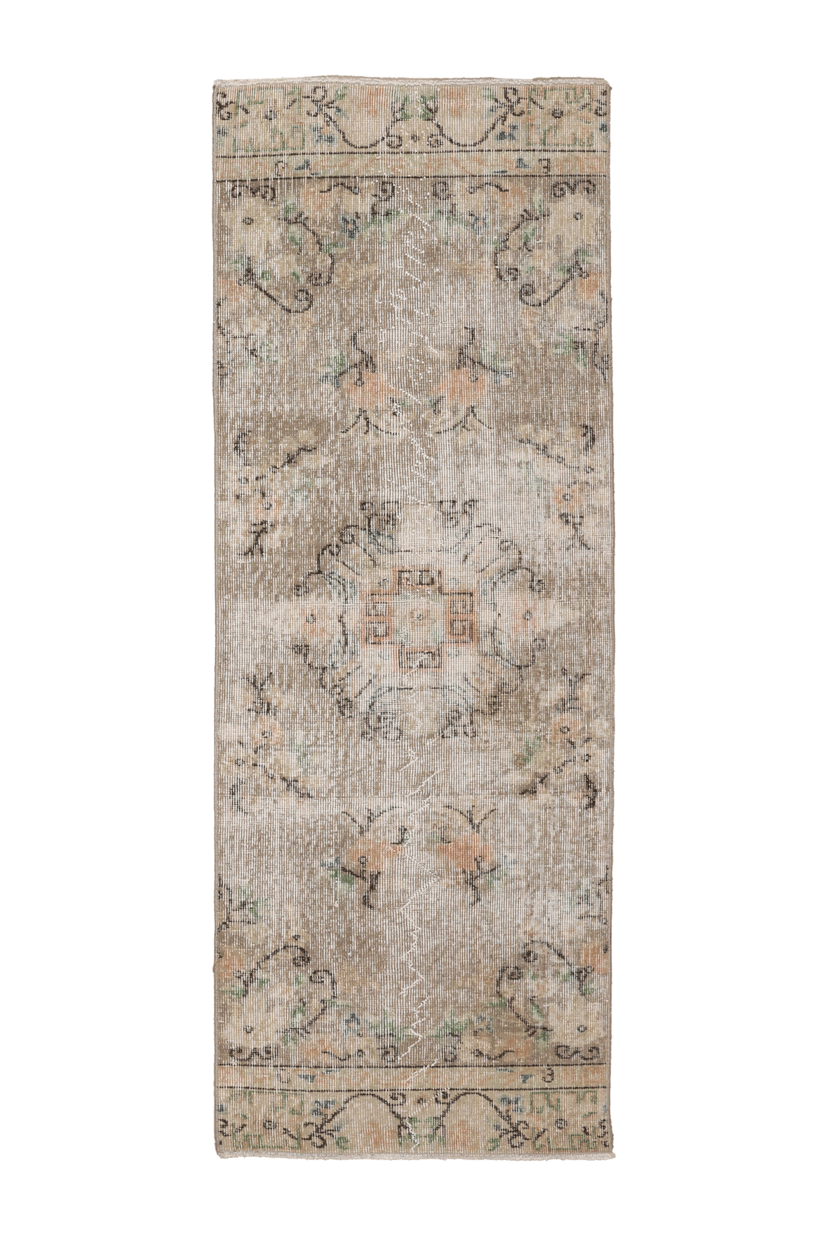 Vintage Isparta Turkish Runner Rug 2x6 ft — Gray Floral