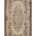 Vintage Isparta Turkish Area Rug 3x6 ft — Beige & Brown Floral (No. 59840)