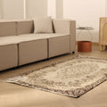 Vintage Isparta Turkish Area Rug 3x6 ft — Beige & Brown Floral (No. 59840)