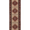 Vintage Denizli Turkish Runner Rug 2x10 ft — Beige & Red Geometric