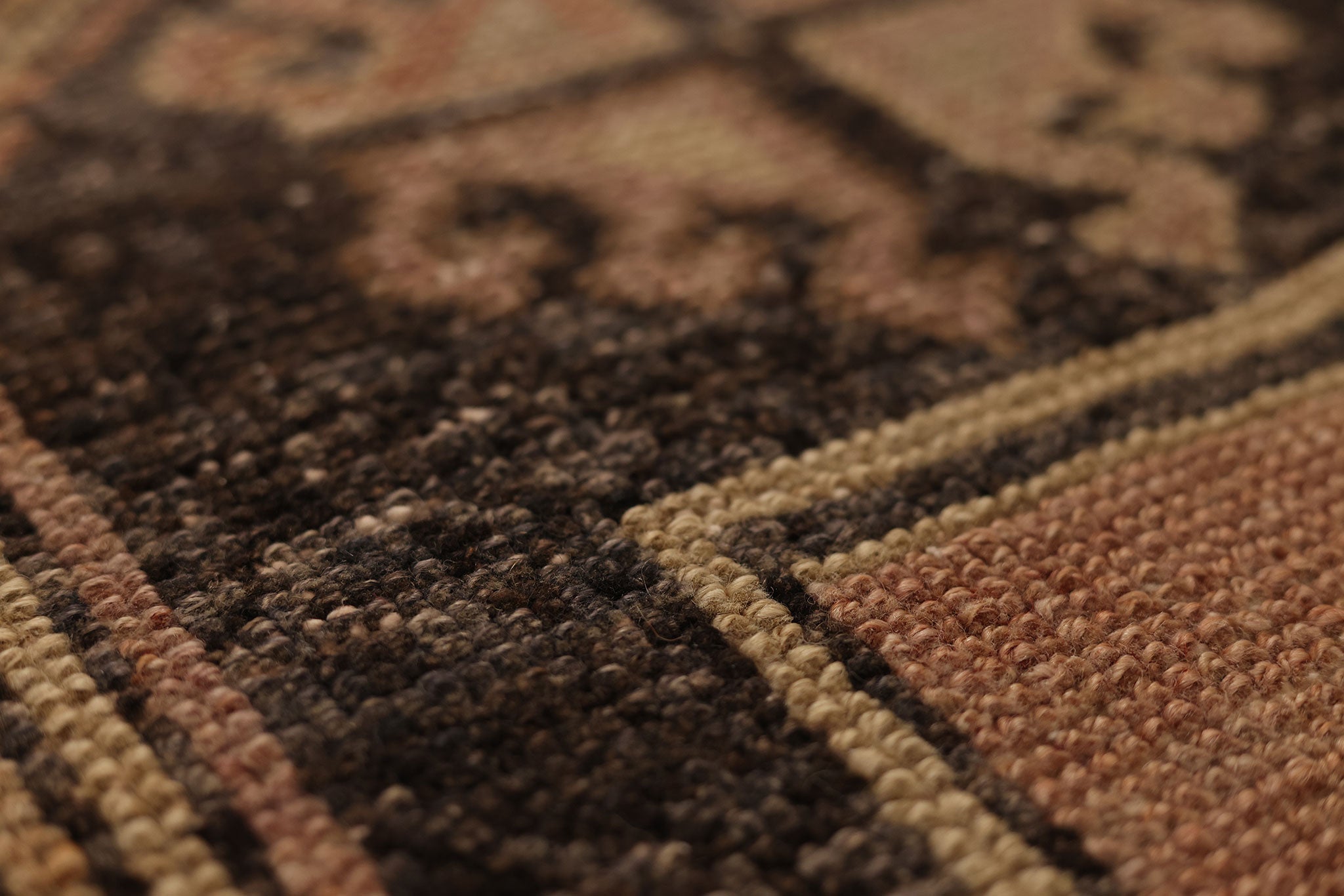 Vintage Malatya Turkish Runner Rug 2x10 ft — Brown & Beige Geometric (No. 59879)