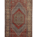 Vintage Kayseri Turkish Runner Rug 3x6 ft — Red & Blue Geometric